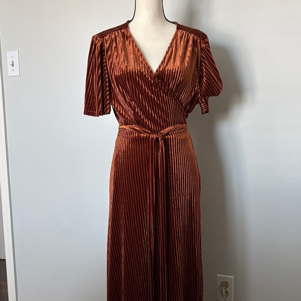 Bronze  Velvet Wrap Maxi Dress - Brand